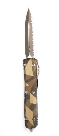 Microtech 122-15LPGETACS Ultratech Tan Geo Camo Front Serrations